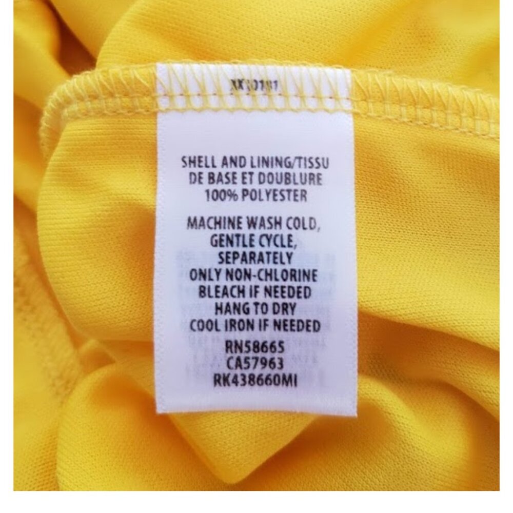 Women's Ruched Front Mini V-Neck Yellow w/ Floral Pattern Dress Small NWT - Picture 9 of 10